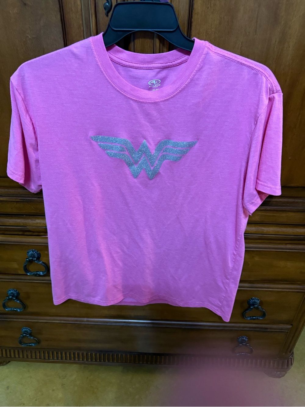 Athletic Works Pink Tee with Glitter Emblem